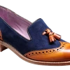 Amber - Cedar Calf / Blue Suede -Barker Shoes Store Amber 717826 CedarCalfBlueSuede