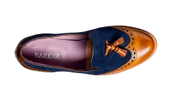 Amber - Cedar Calf / Blue Suede -Barker Shoes Store Amber 717826 CedarCalfBlueSuede Top