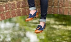 Amber - Cedar Calf / Blue Suede -Barker Shoes Store Amber Barker Thornborough 139