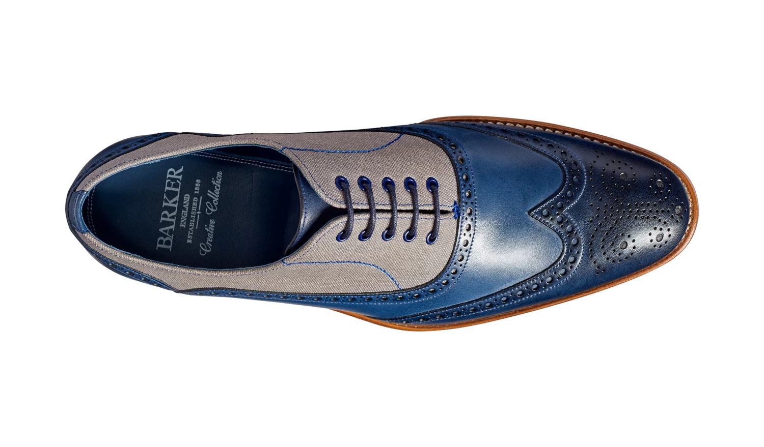 Lennon - Navy Hand Painted / Grey Canvas 5 Lennon - Navy Hand Painted / Grey Canvas - Image 3